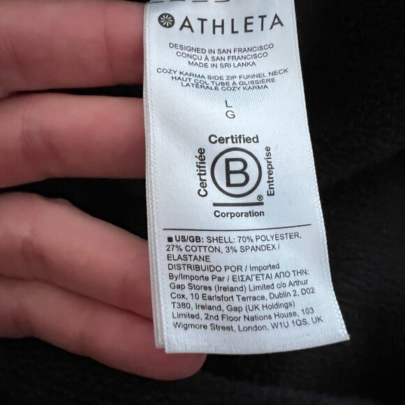 Athleta Cozy Karma Funnel Neck Sweatshirt Black Women's Size Large - Picture 8 of 9